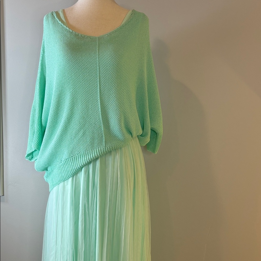 Mint Green Knit Sweater and Skirt Set